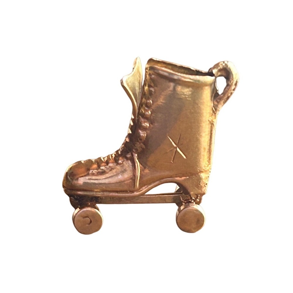 Vintage 14K Gold Roller Skate Charm Moving Wheels Charm Bracelet